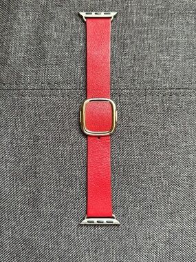 Genuine Apple Natural Leather Modern Buckle Watch Band 40mm L Red